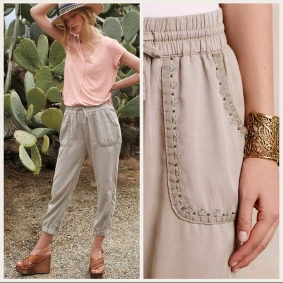 Anthropologie Hei Hei Studded Joggers Beaded Embroidered Tassel NWOT Pants XS - Picture 1 of 13